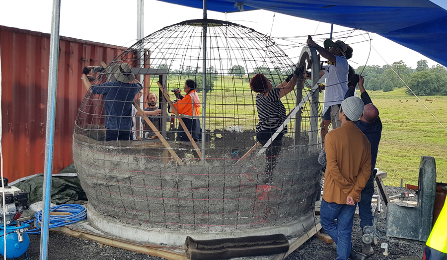 Domeshells 3.0 m basalt-reinforced dome building workshop
