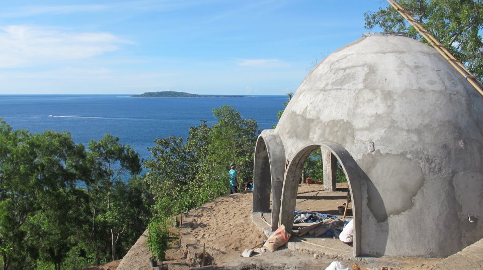 a 7.0m bamboo dome frame fully rendered