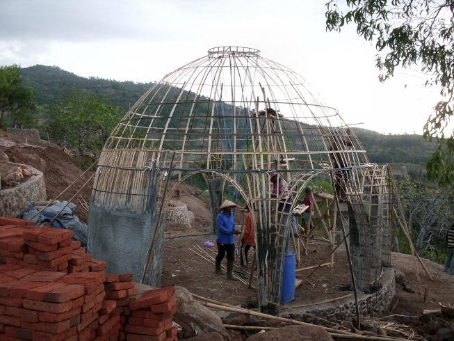 Mentigi Bay Resort domes in Lombok. Under construction