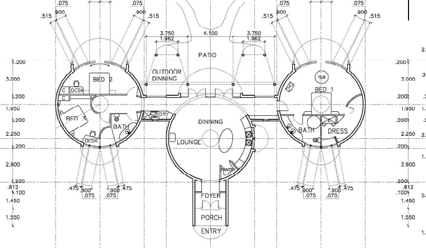 3 x 8.0m dome home floor plan