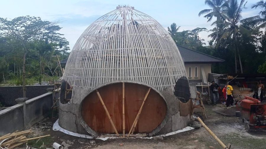 Bamboo frame ready for mesh and cement render